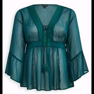 Torrid 5x Teal Sheer Women's Top